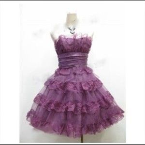 Betsey Johnson mini tea party ruffled dress—purple